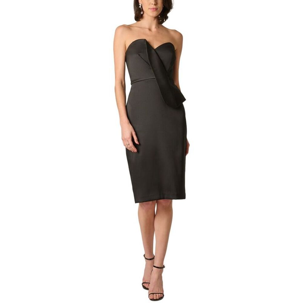 Aidan Mattox Womens Stretch Mikado Midi Dress